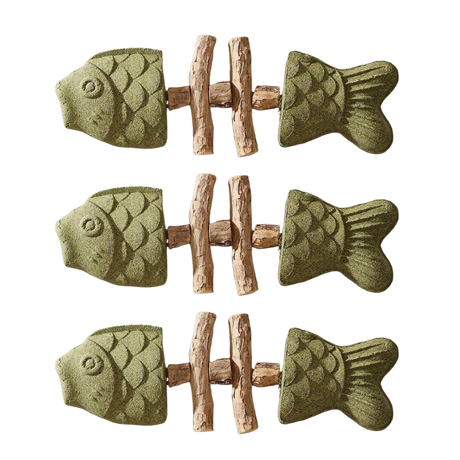 

Funny Fish Bone Cat Toy Wooden Teeth Cleaning Stick Feline Tooth Care Tool for Dental Care Feline Toothbrush Alternative