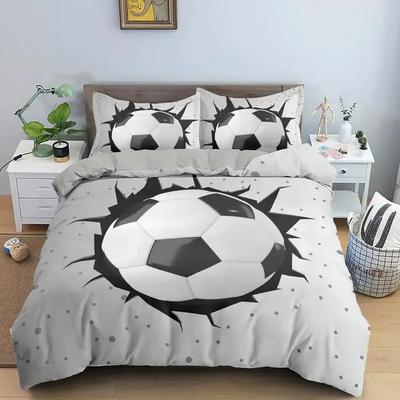 Conjunto de cama de futebol 3D Capa de edredom de futebol Fronha de poliéster Capa de edredom King Queen Full Double Ball Sport Quilt Cover