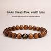Gyllene Siden Nanmu Armband - Herrars Sex Tecken Mantra Retro Etniskt Trä Buddhistiska Pärlor Armband