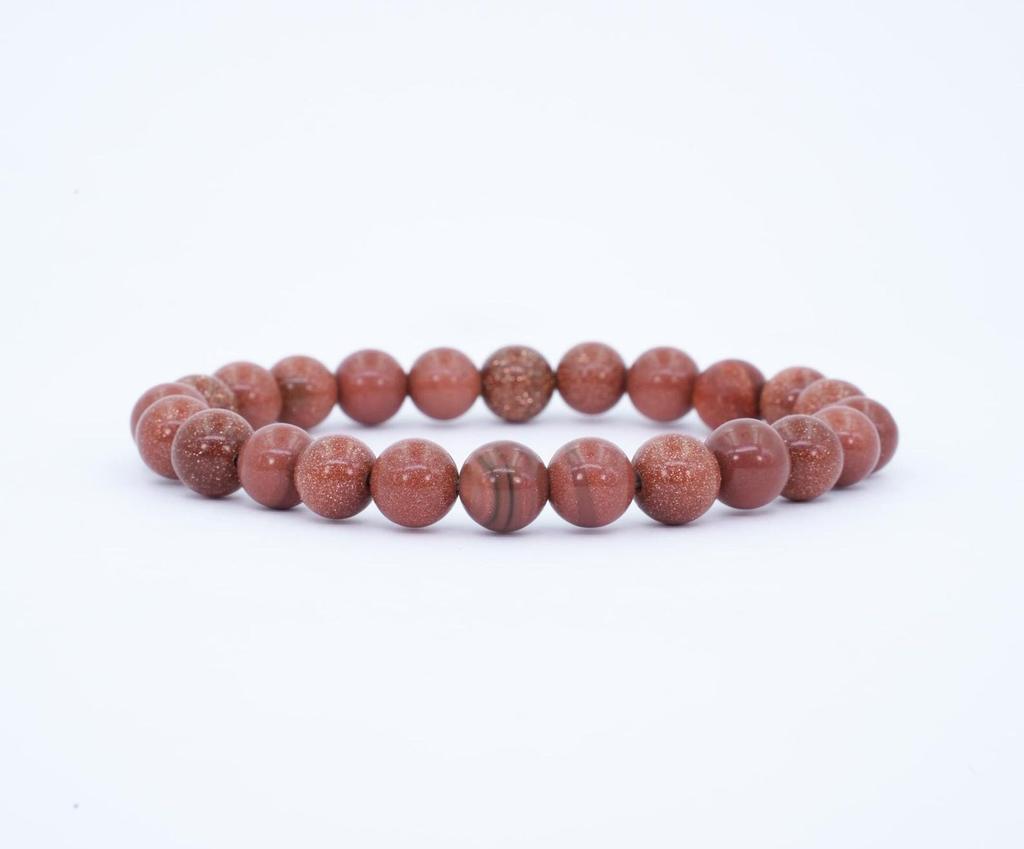 Roter Goldstein Energiearmband, Funkelnder Kristall für Motivation & Stärke, Heilperlenarmband für Männer & Frauen, Handgemachtes Geschenk für Ihn/ Sie