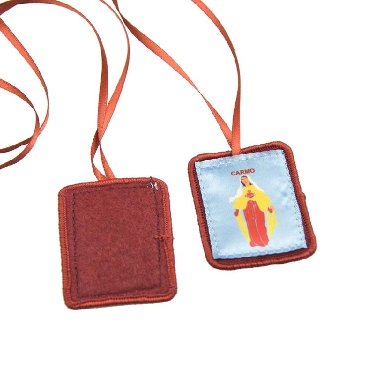 Matka Boska z Góry Karmel Katolicki Czerwony Szkaplerz Religijny Naszyjnik na Chrzty i Wydarzenia Kościelne Pierwsza Komunia Święta