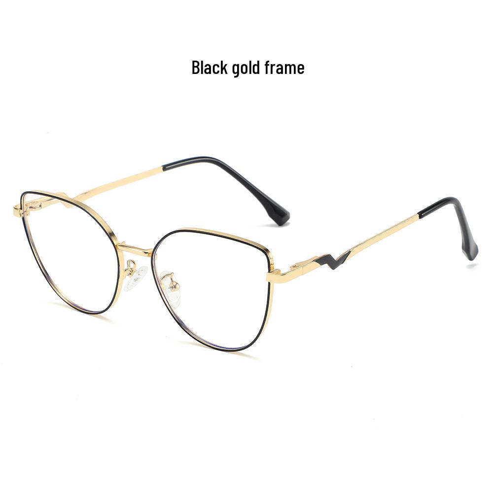 **Elegant Color-Changing Cat Eye Glasses for Women - Anti-Blue Light Metal Frame Flat Lenses** Anti-Blue Light 0°