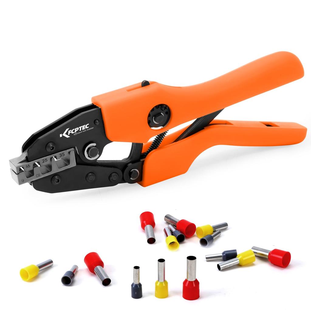 KF CPTEC Ferrule Crimping Tool for Wire Ferrules and End AWG Electrical Terminal Crimping Tool Sleeves, 2-10 (6-35mm²) - Heavy-Duty