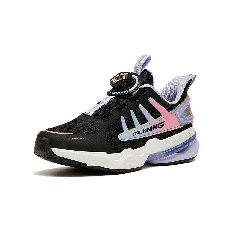 Anta Kids Shock Absorbing Durable Low Top Running Shoes Kids Sneakers Black Purple Pink 322315521-4