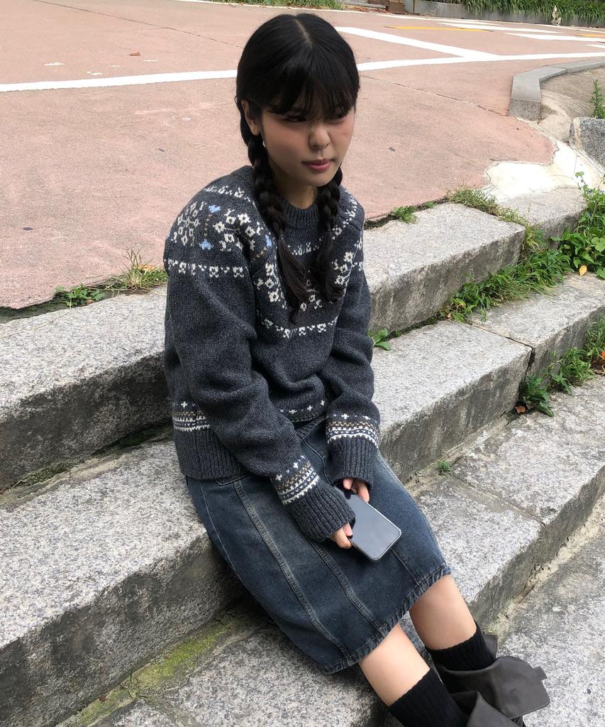 CGP (Women) Nordic Pattern Knit_Charcoal