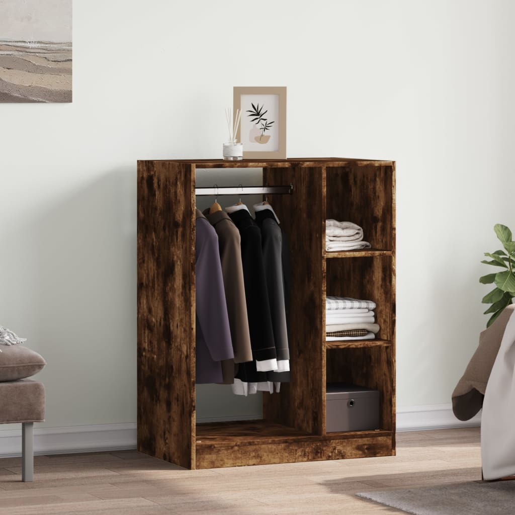 Wardrobe Smoked Oak Finish 77 x 48 x 102 cm Engineered Wood