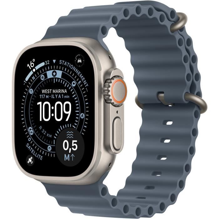 Apple Watch Ultra 3 GPS + Cellular - 49mm - Natural Titanium Case - Anchor Blue OceanBand Strap