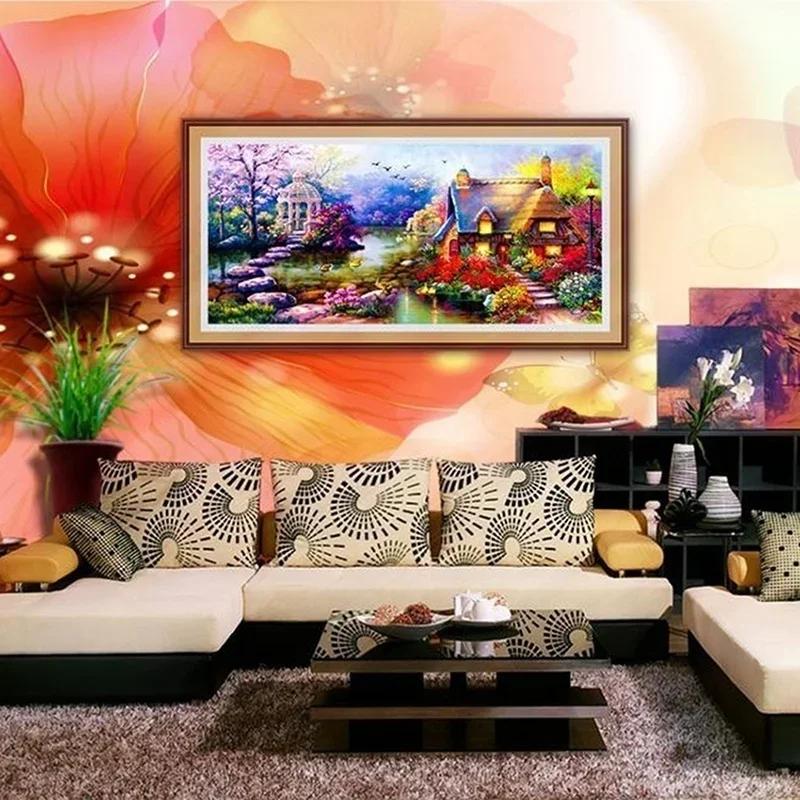 DIY 5D Diamond Mosaic Landscape Garden Cottage Painting 2024 New Cross Stitch Kit Diamond Art Embroidery Home Decor