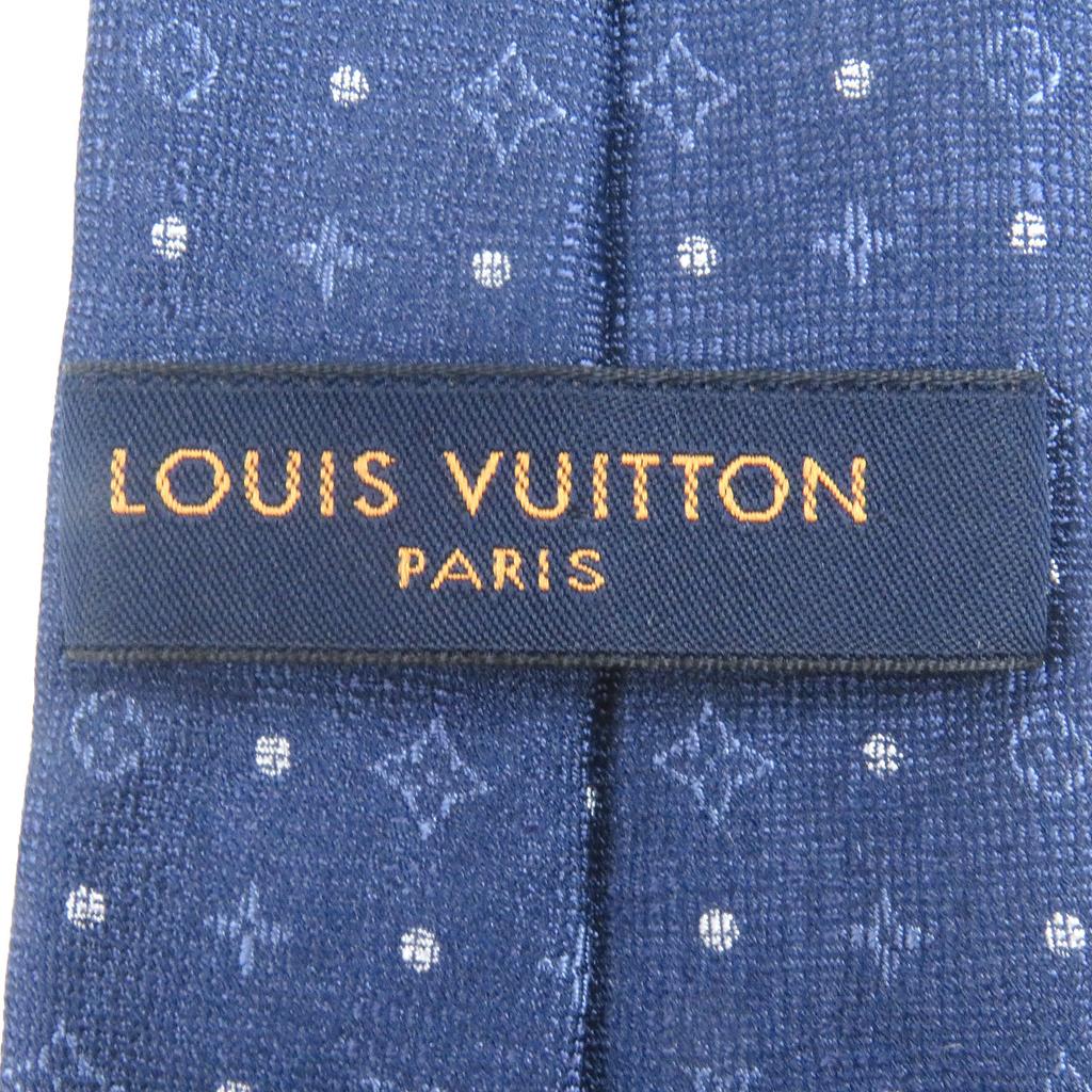 Excellent LOUIS VUITTON Tie Cravat Dots Monogram Regular Tie Navy Silk Mens M75979 Used