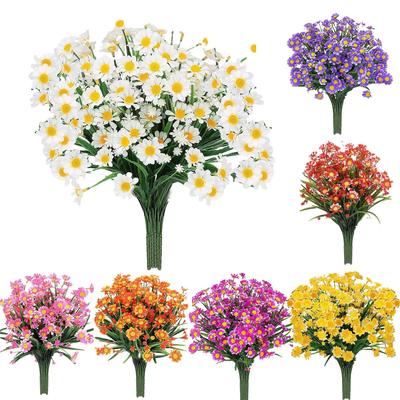 Artificial Daisies Fake Flowers UV Resistant Shrubs, Hanging Plants Garden Porch Home Wedding Farmhouse Decor Daisies Flowers