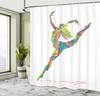 Colorful Ballet Dancer Shower Curtain Abstract Art Dance Design Modern Bathroom Decor Waterproof Fabric Home Accessories