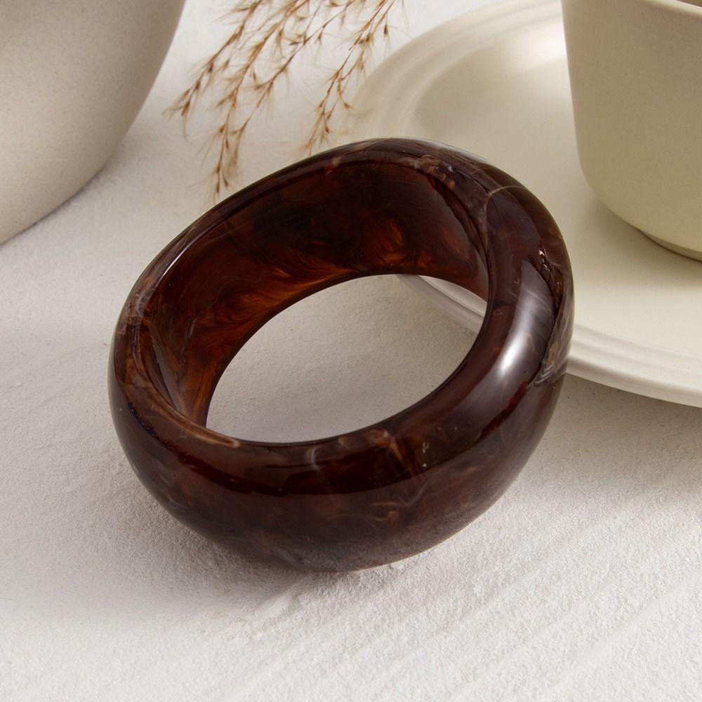 Vintage Jelly Color Wide Bracelet Dopamine Style Geometric Irregular Bangle Daily