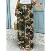 Classic jungle camouflage women's large-size wide-leg pants, simple trendy sports trousers, loose straight-leg trousers
