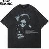 Hip Hop Streetwear Men TShirt Oversized Retro Graphic T Shirt Vintage Washed Black Tshirt Unisex Tops Tees Cotton Hipster
