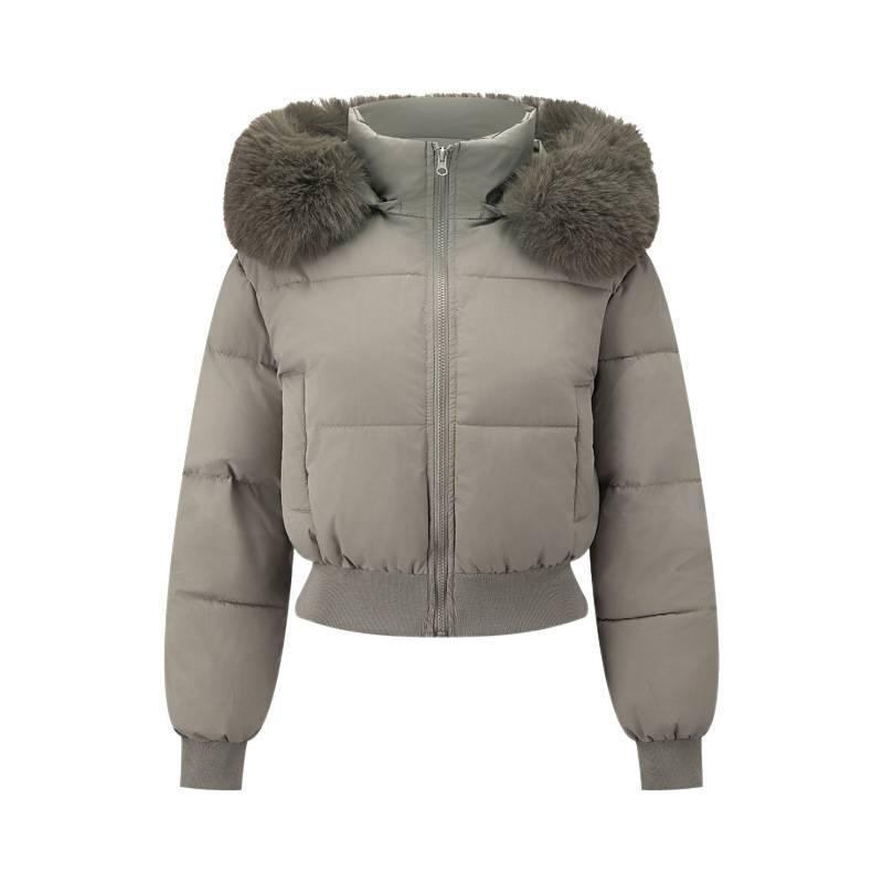 Winter Women's Super Short Hooded Loose Big Fur Collar Thickened Cotton Clothes Korean Version