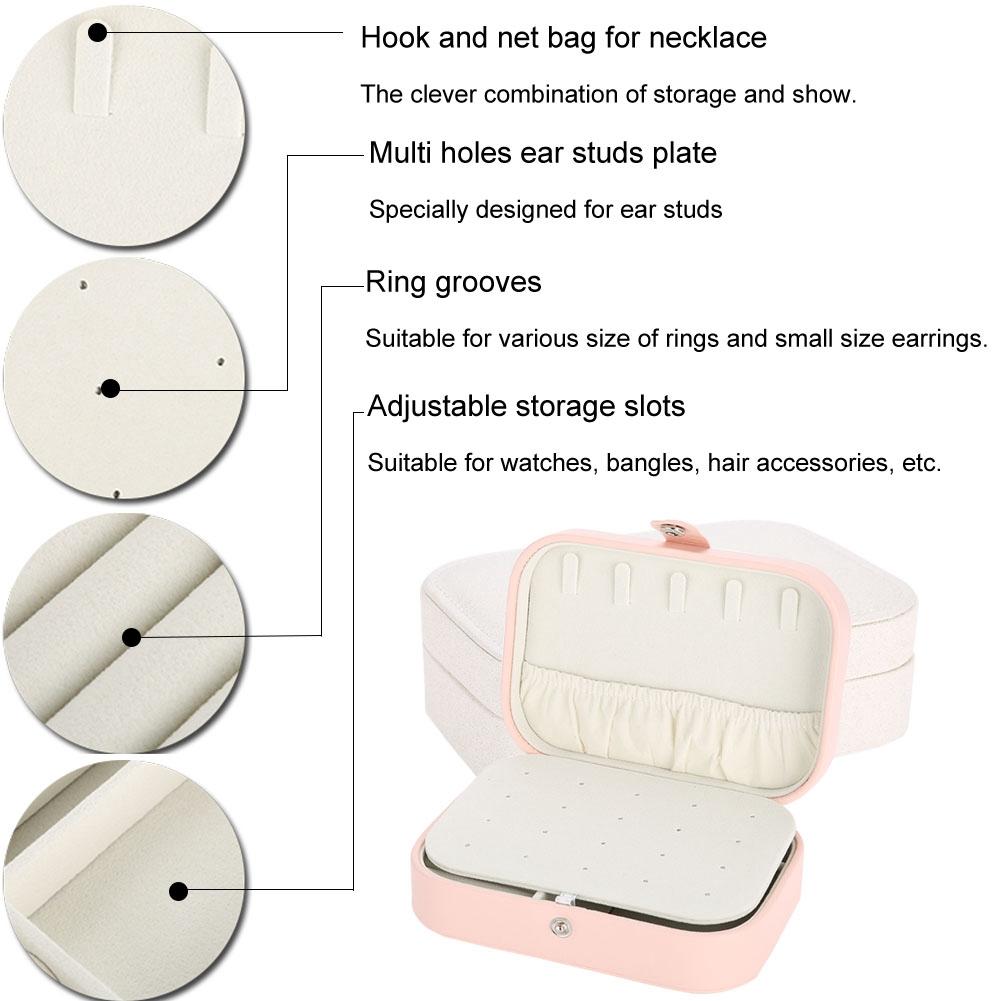 Portable Jewelry Box Earring Ear Stud Ring Necklace Holder Storage Organizer Case