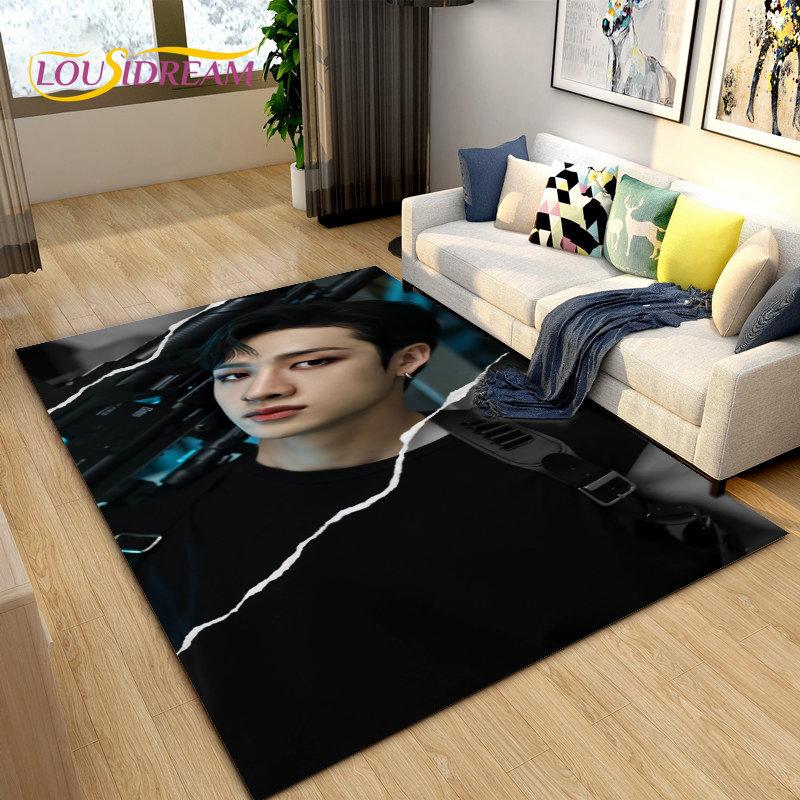 Kpop Singer Stray Kids Area Rug Large,Carpet Rug for Living Room Bedroom Sofa Doormat Decoration, Kids Play Non-slip Floor Mat