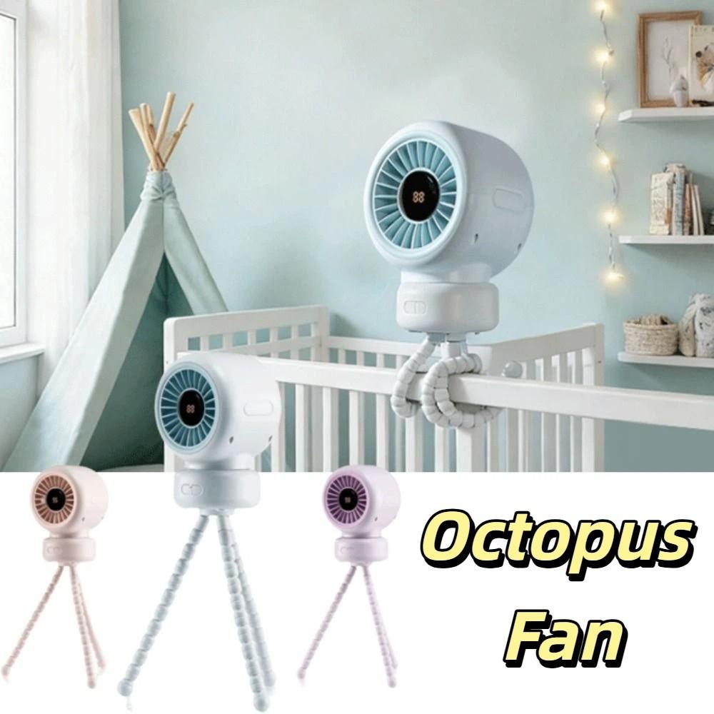 12H Runtime Stroller Fan 3600mAh Clip Fan Healthy Wind Octopus Clip Fan  Children Use