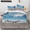 3D Airplane King Queen Duvet Cover Pink Airliner Bedding Set for Adults Sky Sea Natural Landscape 2/3pcs Polyester Quilt Cover