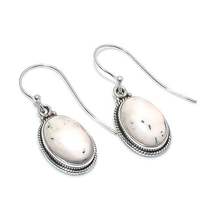 Natural Fossil Coral Gemstone 925 Solid Sterling Silver Gift Earring 1.25" G3m68