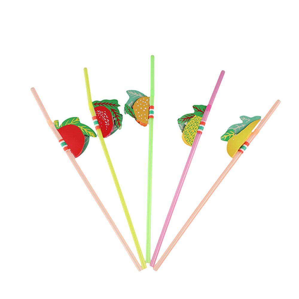 

for Theme Plastic Party Pool Fashion 3D Paper Assorted Fruit Straws Drinking Cocktail