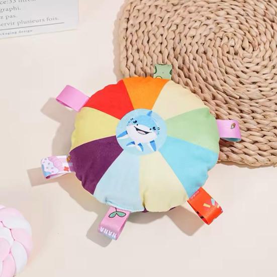 2 Pcs Rainbow Plush Flying Disc Dog Toy Interactive Sound Toy Outdoor Training Game Dog Chew Toy for Small Large Dogs