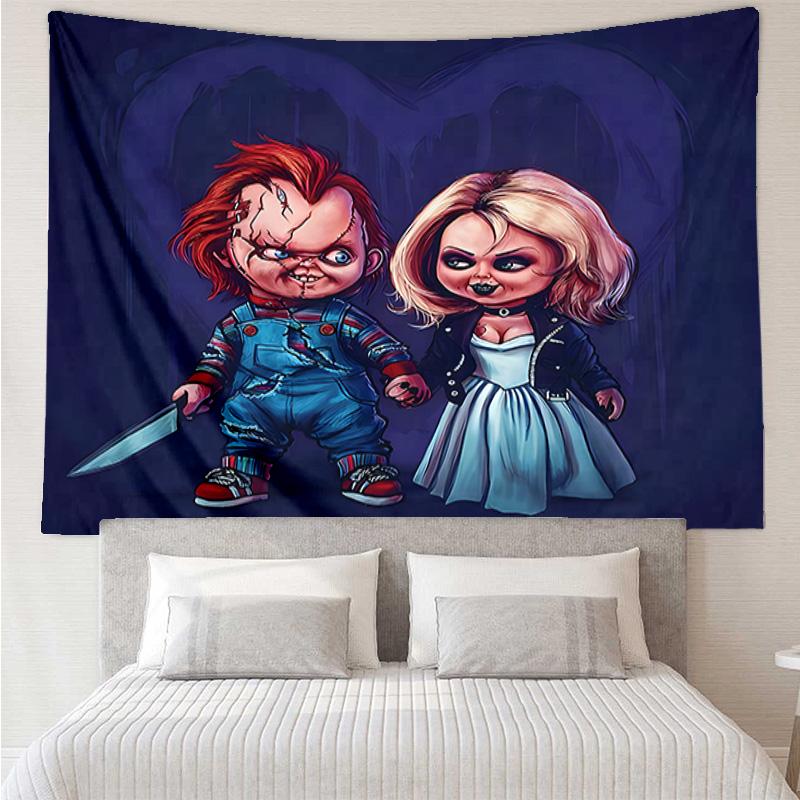 Chucky And Tiffany's Wedding Tapestry Hanging for Bedroom,Livingroom, Playroom,Decor Art Room Wall Tapestry Holiday and Birthday Gifts