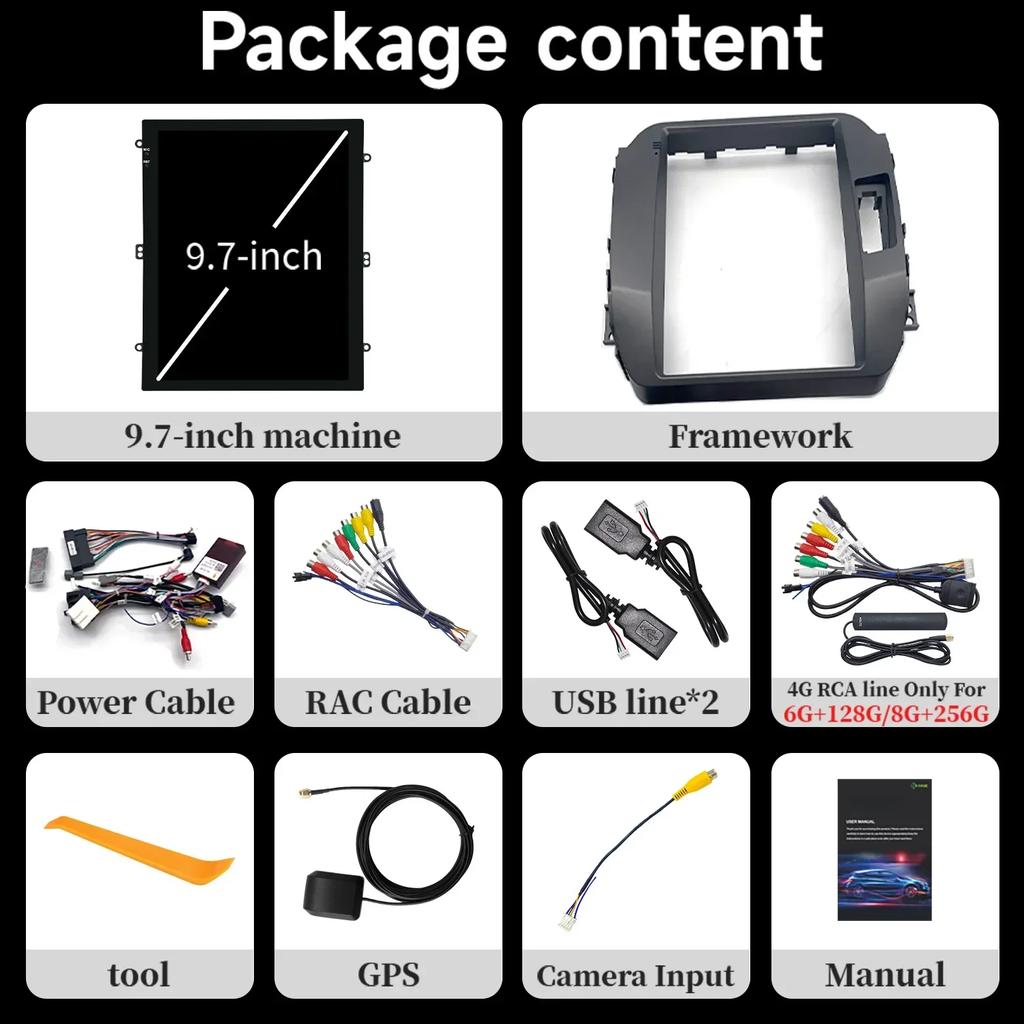 9.7inch Android 14 For Kia Sportage 3 2010-2016 Car Radio Multimedia Wireless Bluetooth Carplay Stereo 4G Head Unit Touch Screen