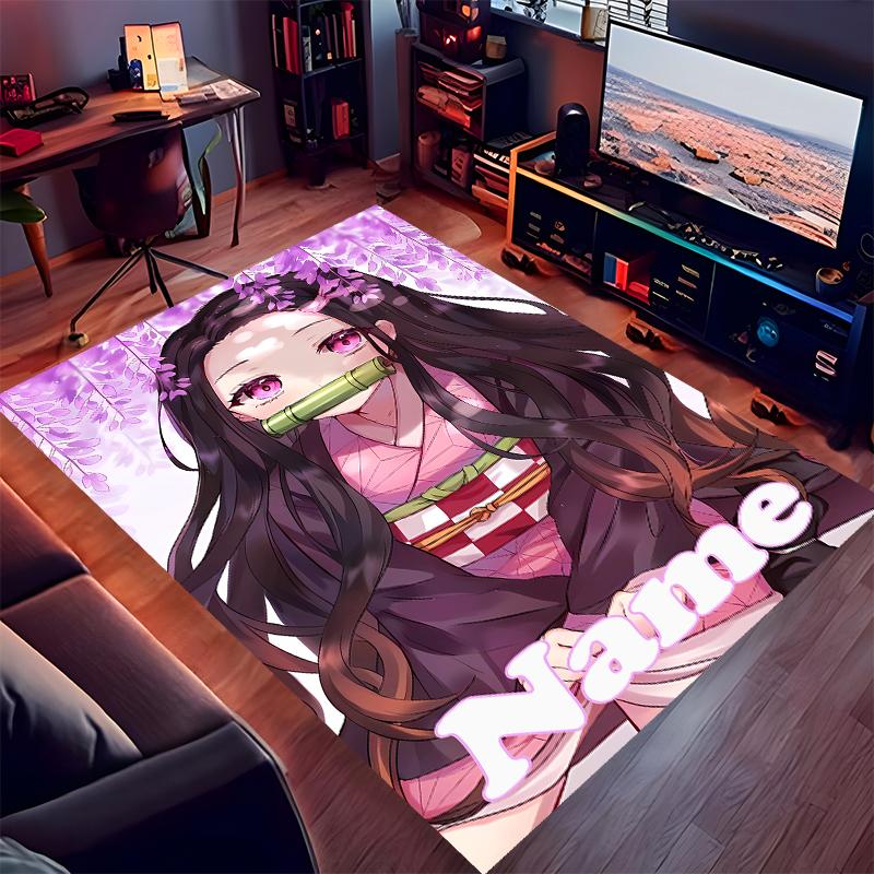 Custom personalization Demon Slayer Nezuko Print Area Rug - Soft, Washable Non-Slip Indoor Mat,Living Room,Home&Office Decorative Rug