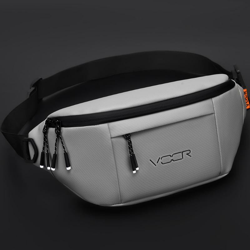 New waterproof leather film breast bag men's trendy outdoor fanny bag casual shoulder chest bag men's messenger bag