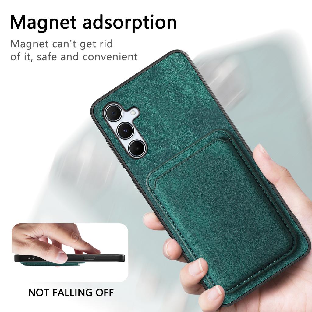 For Samsung Galaxy A55 5G Case Compatible with MagSafe Leather Back Cover with Detachable Card Holder