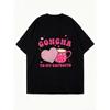 Oversized T Shirt Black Youre The Goncha To My Cafecito With Heart And Mug Print For Casual Wear And Everyday Style