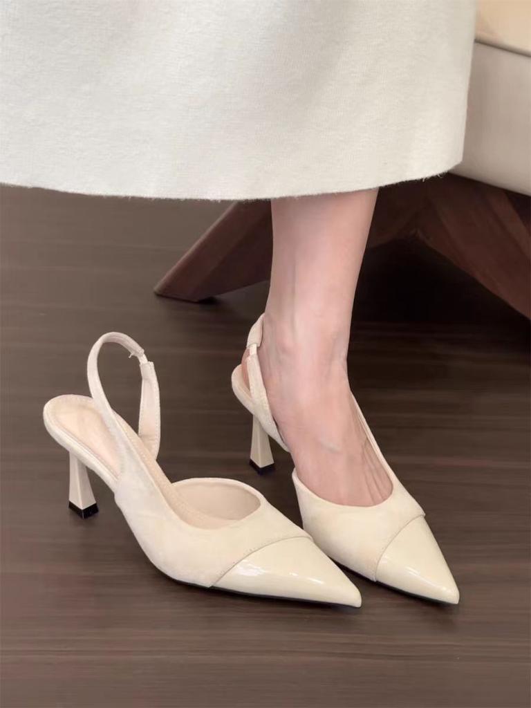 French temperament fairy style bag head sandals female summer pink pointed high heels commuter bag head empty sandal clip