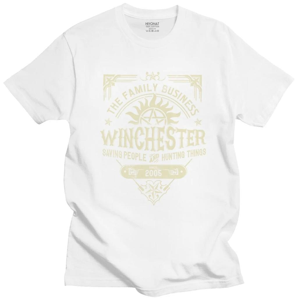 Hip Hop Supernatural Winchester Business T Shirt for Men New Design T-Shirt Big Size Homme Tee Tops TV Show Tshirt Merch 65781