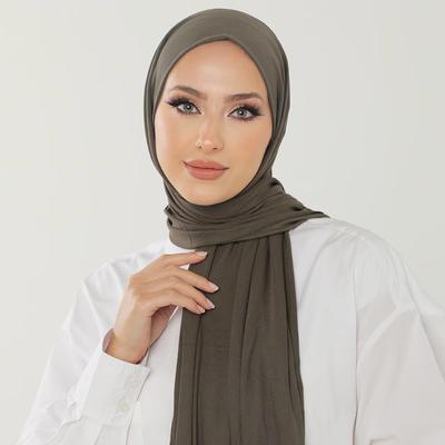 Muslimsk Enkel Hijab Bomull Stretchig Premium Bomullsskärp Mjukt Material Böne Sjalar Kvinnor Muslimsk Bomulls Hijab