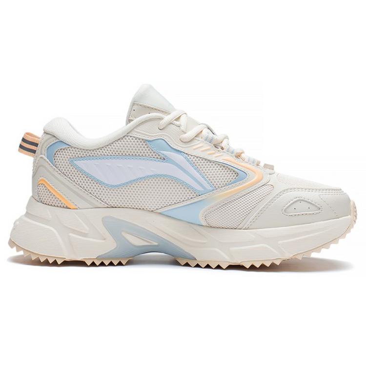 New LiNing Cushioned Anti-Slip Wear-Resistant Breathable Lightweight Low-Top Running Shoes Women's Egg Cream Gray ARLS006-1