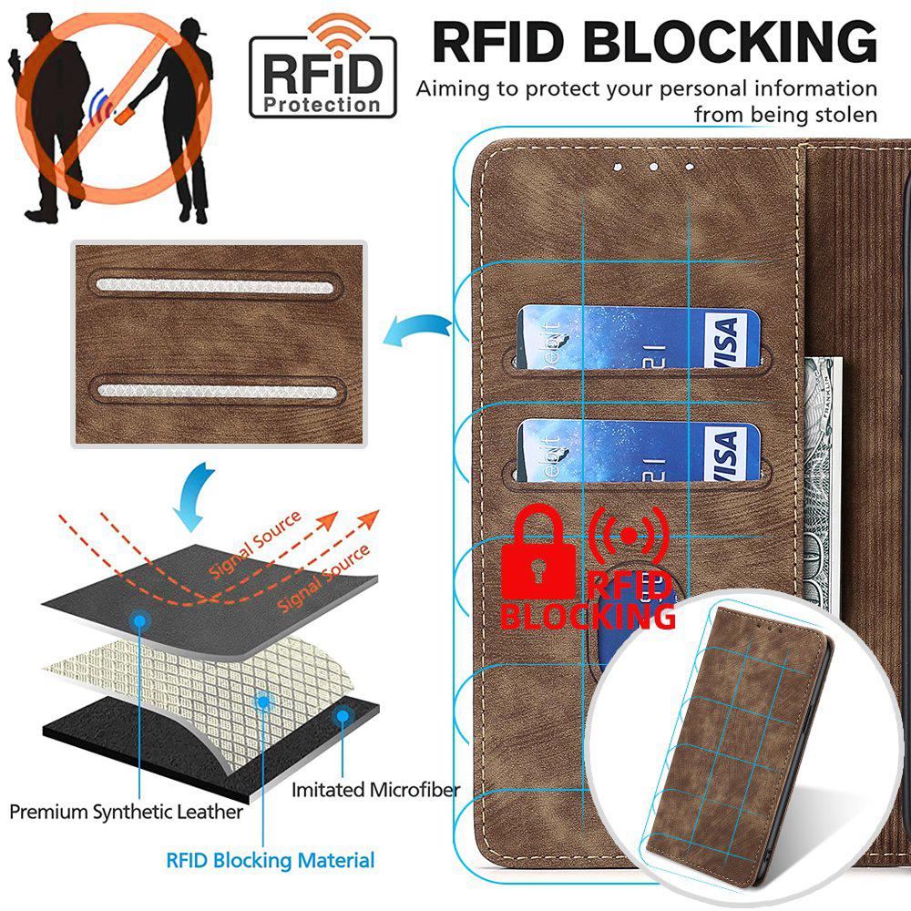 For Huawei Pura 70 Case RFID Blocking PU Leather Wallet Stand Anti-scratch Phone Cover
