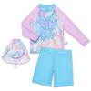Girls' Three-Piece Swimsuit Set: Long-Sleeve, Split Design with Sunscreen Protection for Summer