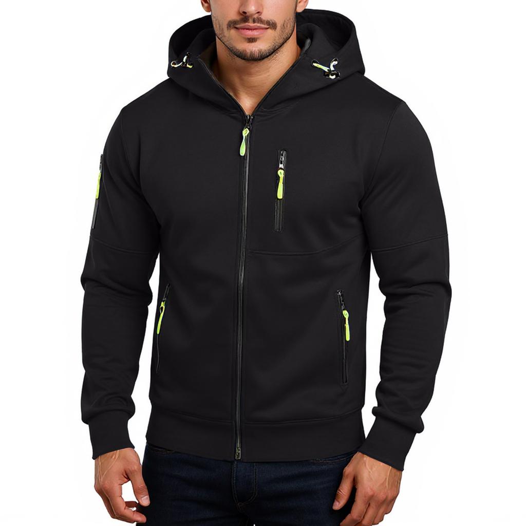 Giacca con cerniera da uomo, giacca cardigan casual retrò a maniche lunghe