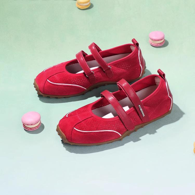 Wine Heart Candy Ballet Soft Sole Red Sports Mary Jane Shoes Women's 2025 Summer Moral Training Women's Sports and Leisure Shoes