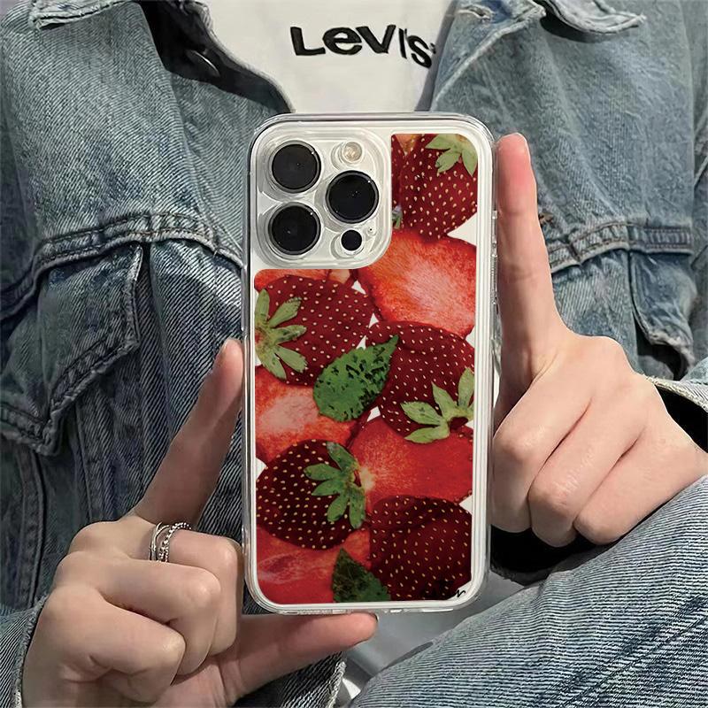 Korean Style Strawberry Clear Case for Samsung Galaxy S25Ultra Case A16 A15 A54 A55 A34 A53 A35 A32 S23 Plus S22 S21 S24FE Cover