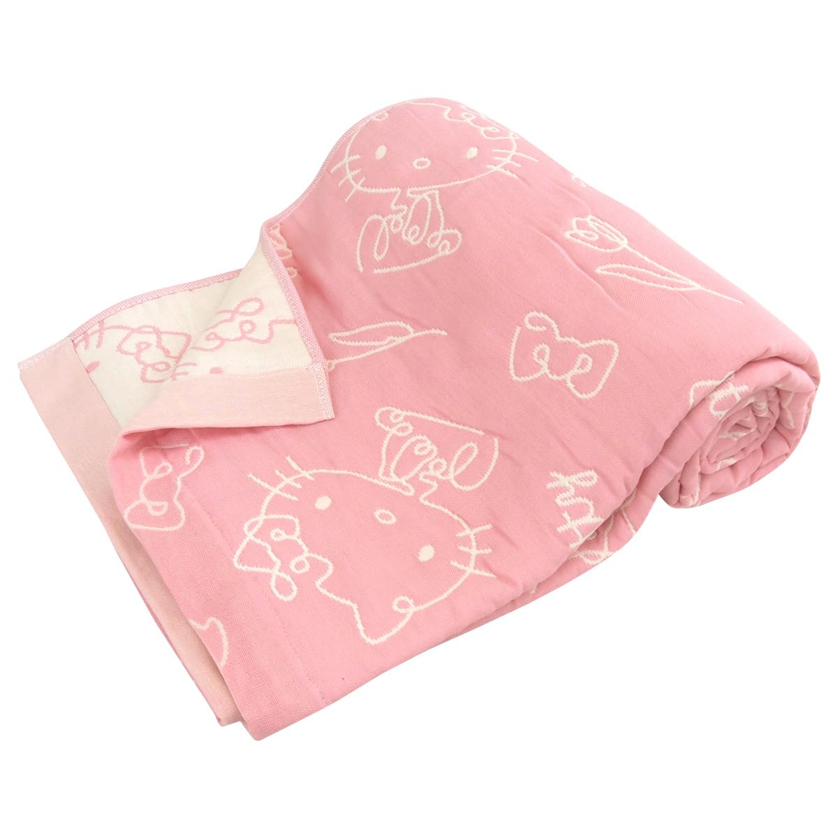 

Revere Хлопковое марлевое полотенце Hello Kitty Летний товар Sanrio Hello Kitty Одеяло, Одинарное, Трехслойная марля, Смесь, Одеяло, Плед, розовый