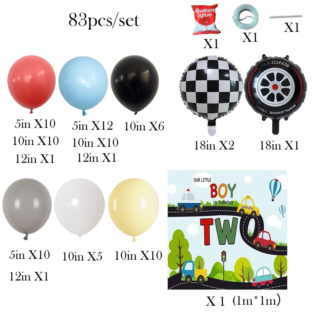 Racing Themed Birthday Party Balloon Boy Set With Background Cloth Baby Shower Venue Decoration