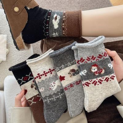 Socks Thickened Warm Curling Versatile Korean Medium Tube Socks Xiaohongshu Same Socks