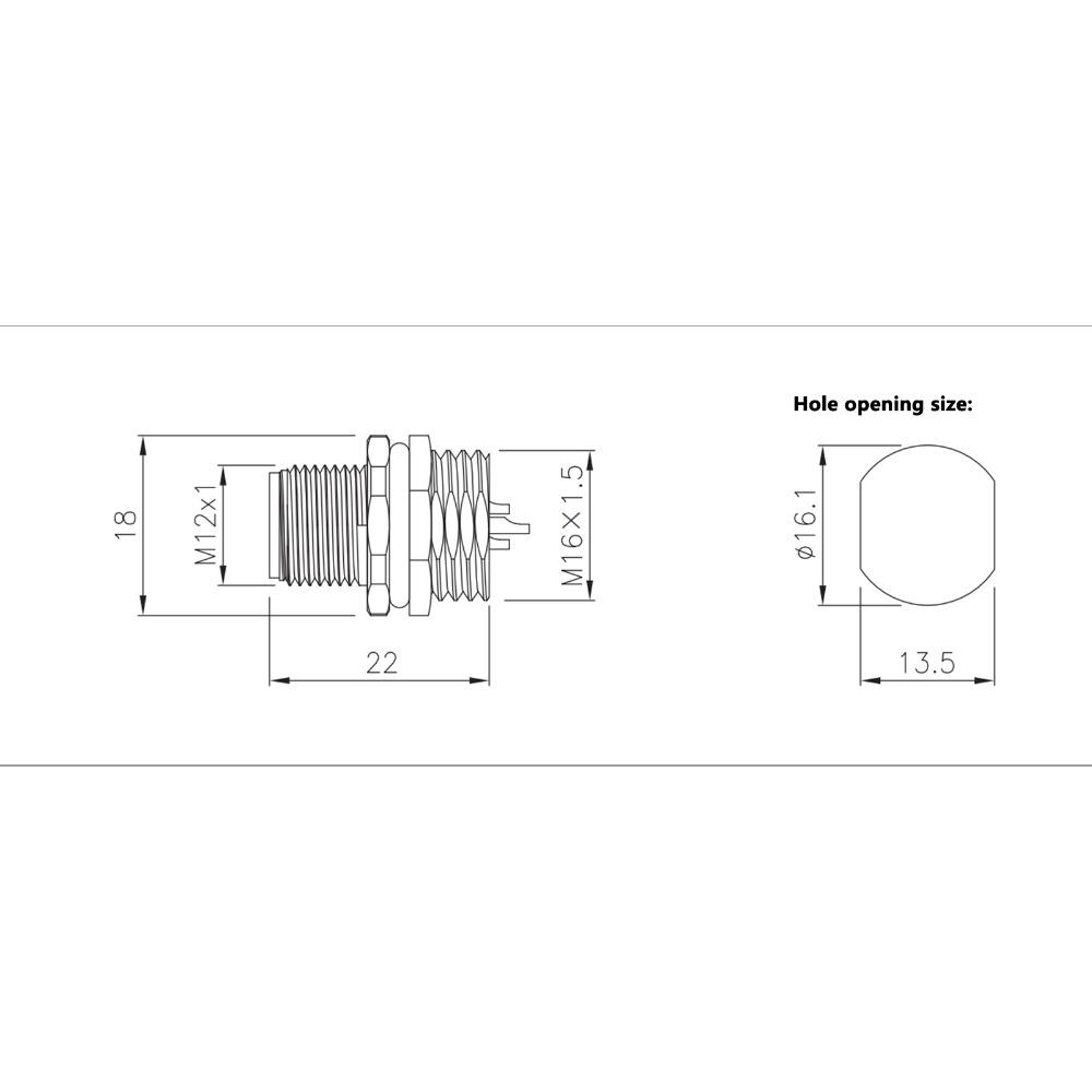 Automation 4 Pin M12BP4 Connector M16 Thread Waterproof Panel Mounted Front Mount 4A 250V Connector Adapter Control System