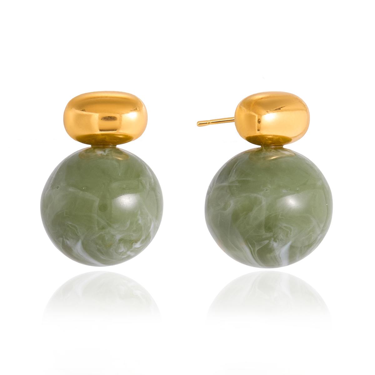 

Yori Statement Green Ombre Resin Earrings for Women Trendy Metal Texture 18 K Earrings Golden Accessories Jewelry