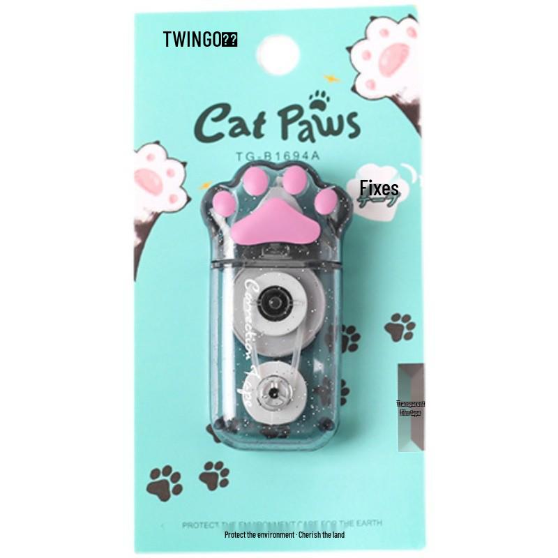 Portable Cat Paw Correction Tape - Cute, Creative, Large Capacity, Transparent, Mini Study Supplies for Students