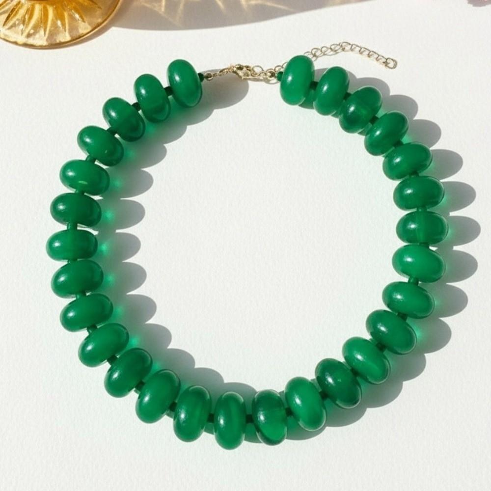 Vintage Bunter Perlenhalskette Harz Klobiger Acryl Choker Dopamin Y2K Statement Schlüsselbein Kette Sommer