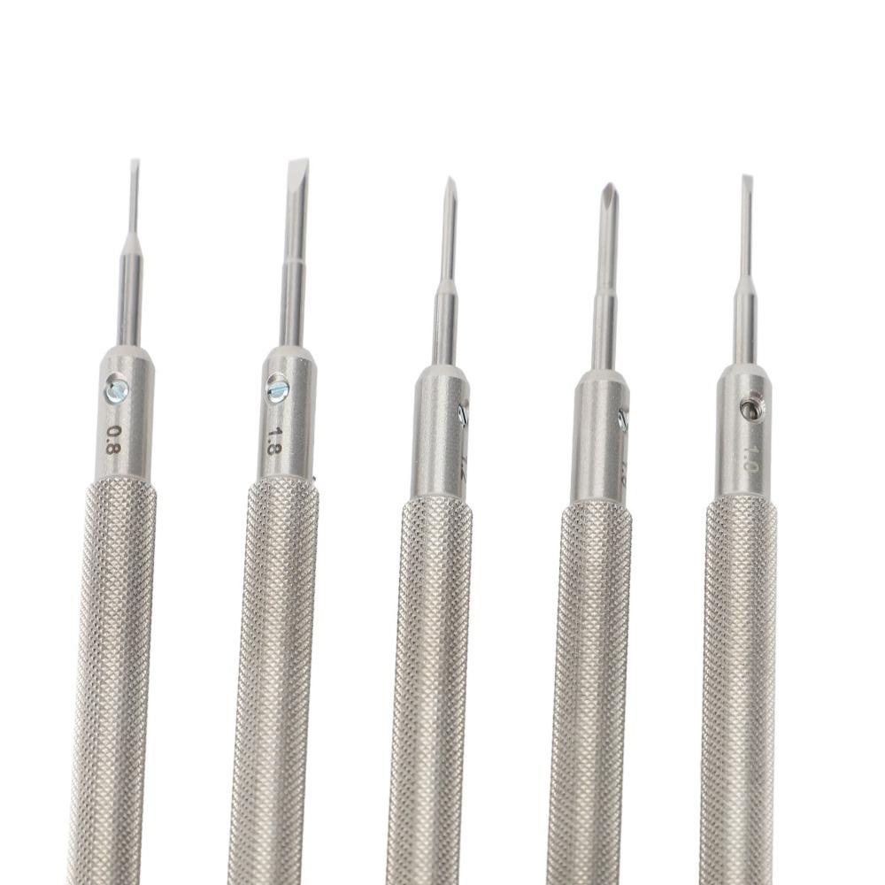5Pcs Micro Mini Precision Screwdriver 5 Blades Non-slip Watch Repair Kit Boxed Cross & Flat Screw Driver Set Strap Disassembly