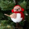 Christmas Foam Bird Ornament - Red Scarf & Hat Decoration for Xmas Tree and Holiday Decor